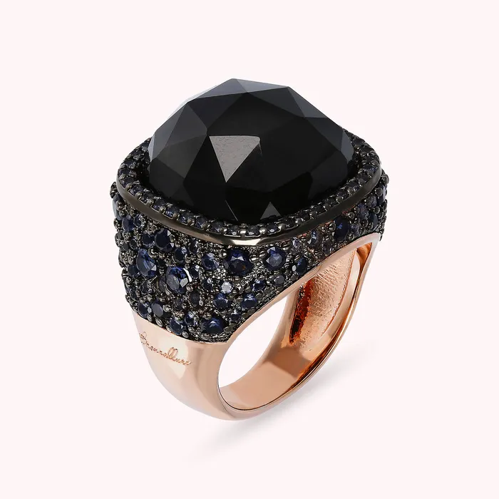 Rings Anello Chevalier con Onice Nero e Pav Bronzallure