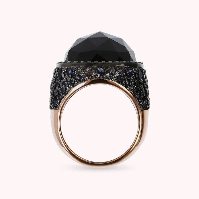 Rings Anello Chevalier con Onice Nero e Pav Bronzallure