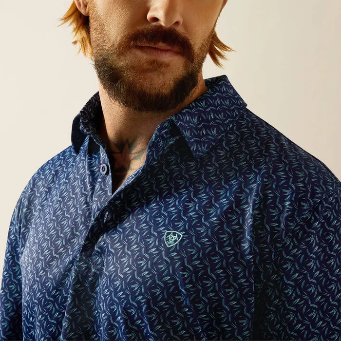 Rings ARIAT MENS CLOTHING ARIAT MENS ALL OVER PRINT POLO BLUE DEPTHS