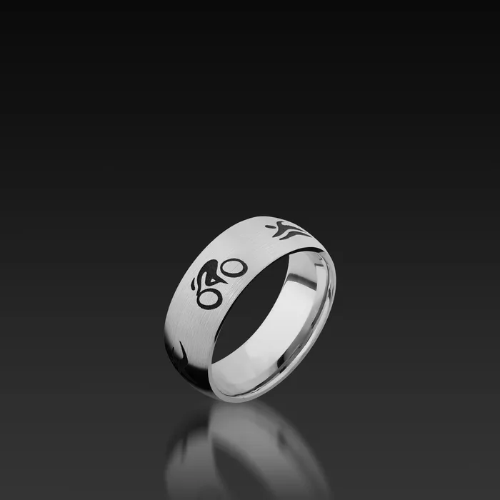 Rings Cobalt Chrome Domed Band with Triathlon Pattern Shop John Atencio