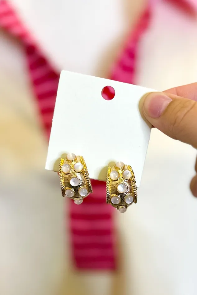 Rings Golden Stella Dotted Antique Bold Hoops WhiteGold