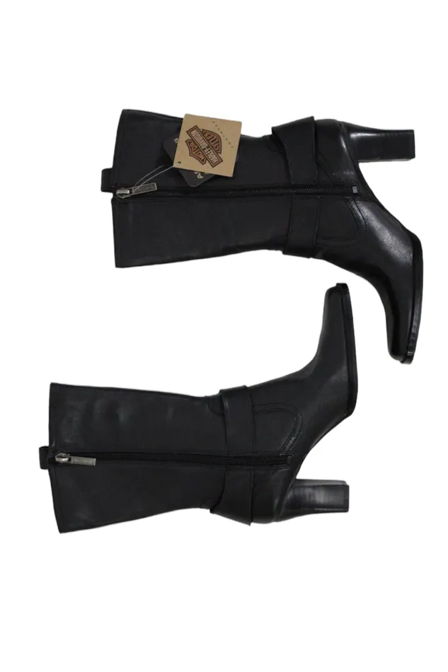 Rings HarleyDavidson NEW Harley Davidson Black Lindsey Leather Heeled Boots Size 6