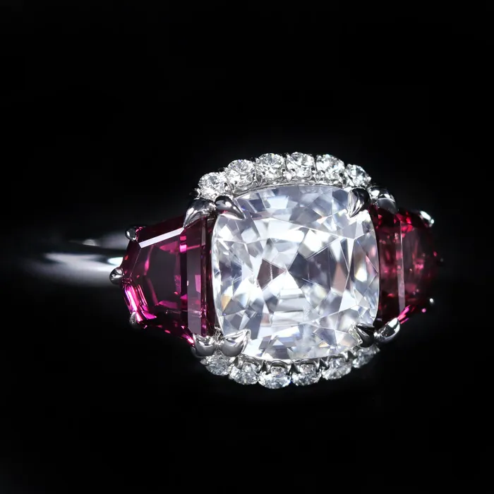 Rings Immaculate Jewelry 14K White Gold 342 Carat Zircon Garnet and Diamond Ring Rings Immaculate Jewelry 14K White Gold 342 Carat Zircon Garnet and Diamond Ring