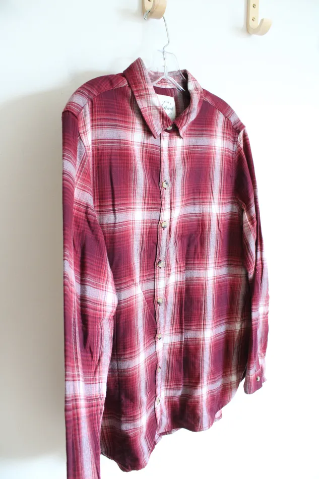 Rings Jachs Jachs Girlfriend Red White Soft Plaid Button Down Top L