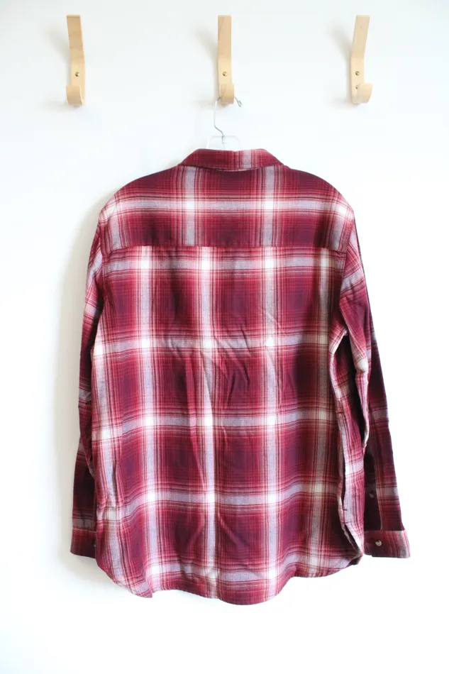 Rings Jachs Jachs Girlfriend Red White Soft Plaid Button Down Top L