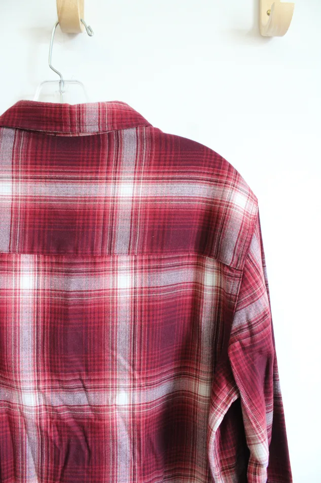 Rings Jachs Jachs Girlfriend Red White Soft Plaid Button Down Top L