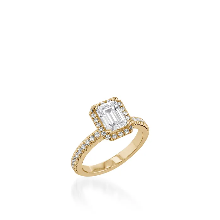 Rings John Atencio Majesty Emerald Cut Yellow Gold Engagement Ring
