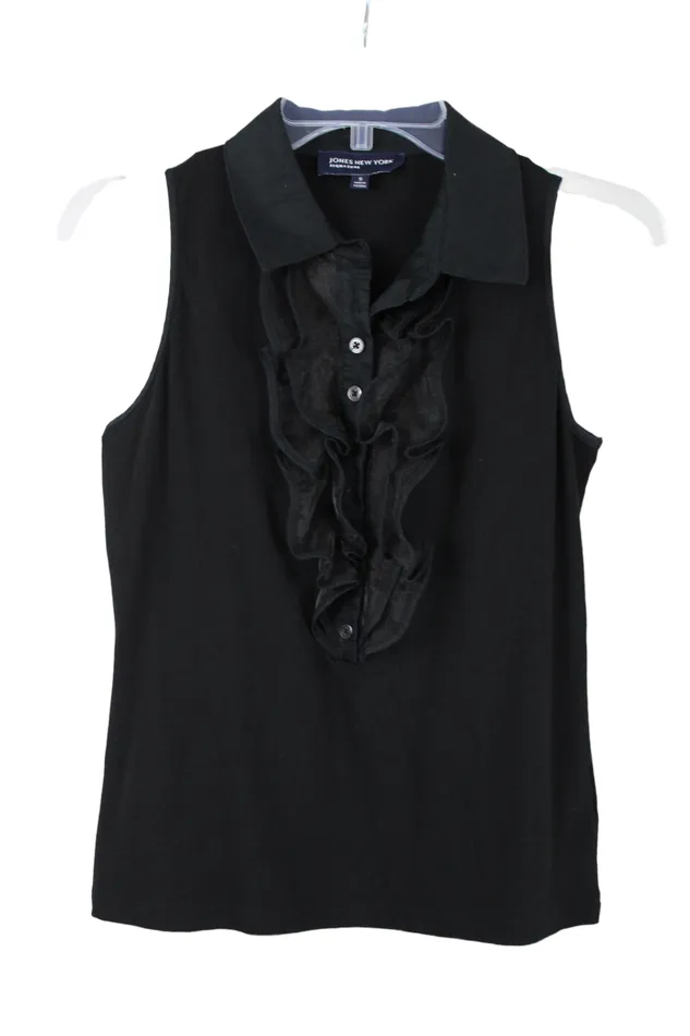 Rings Jones New York Jones New York Black Ruffle Tank S