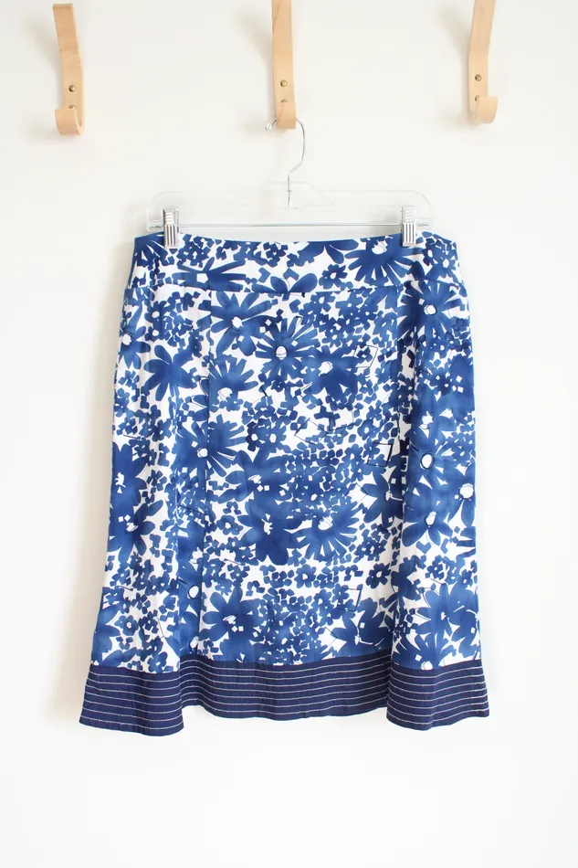 Rings Jubilee Thrift Blue and White Floral Midi Skirt 12