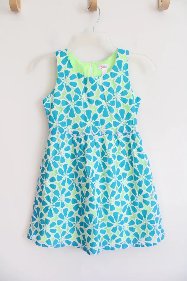 Rings Justice Blue Green White Floral Dress Youth 8 Justice