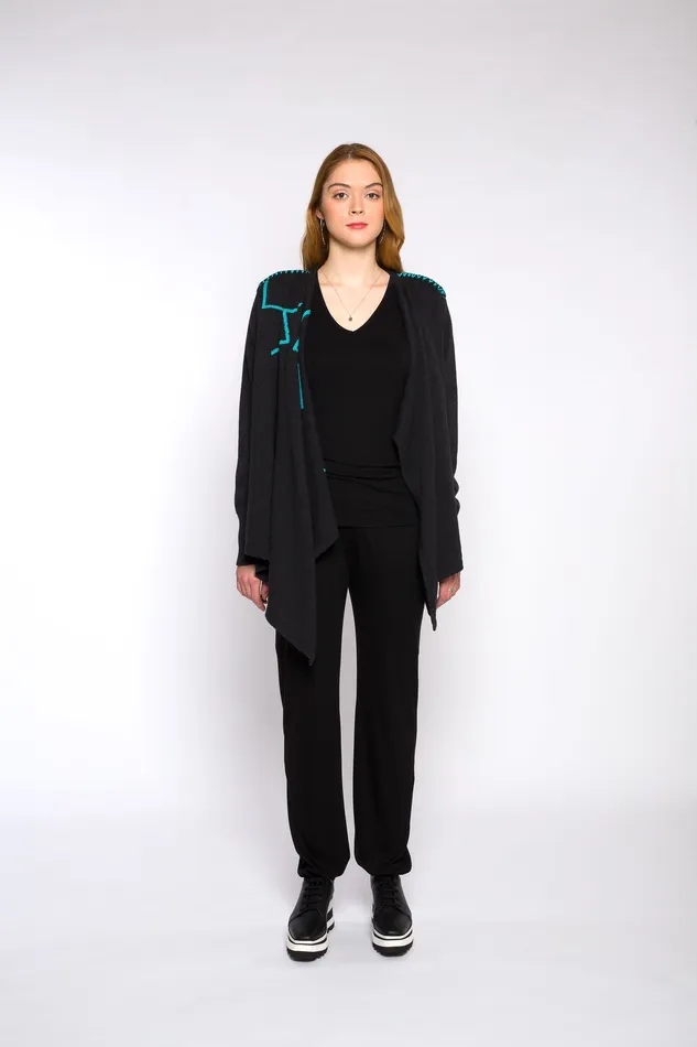 Rings justineleconte1 LUCIE knitted cardigan dark greyblue Rings justineleconte1 LUCIE knitted cardigan dark greyblue