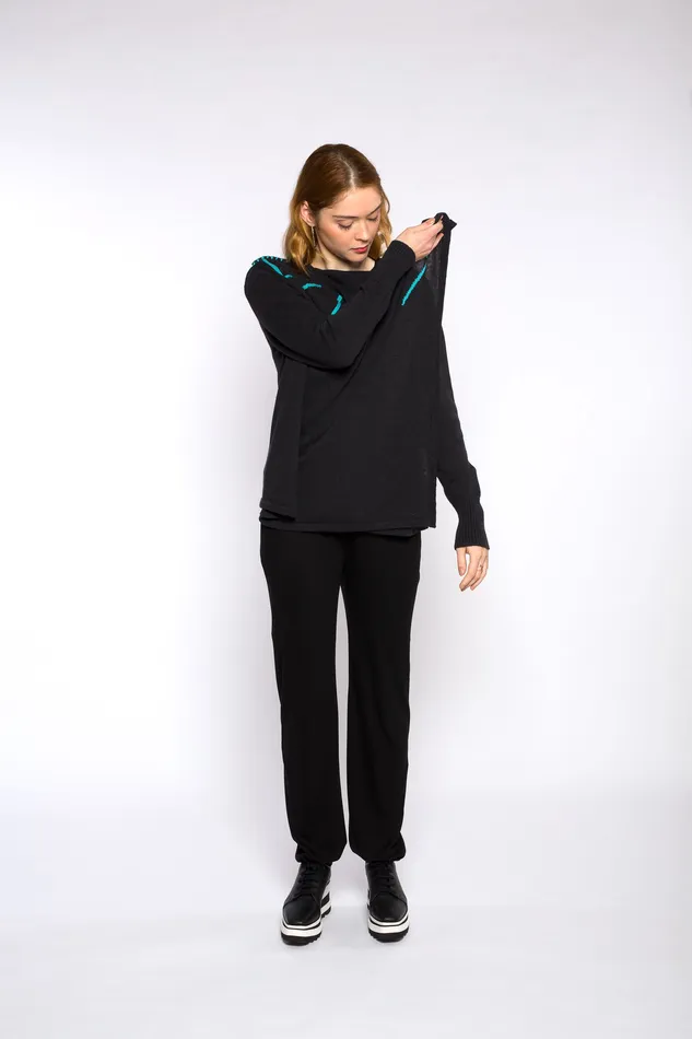 Rings justineleconte1 LUCIE knitted cardigan dark greyblue Rings justineleconte1 LUCIE knitted cardigan dark greyblue