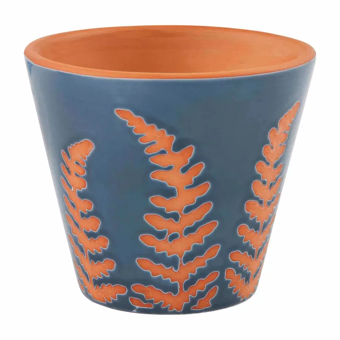 Rings MUDPIE Mud Pie Blue Fern Glazed Terracotta Pot