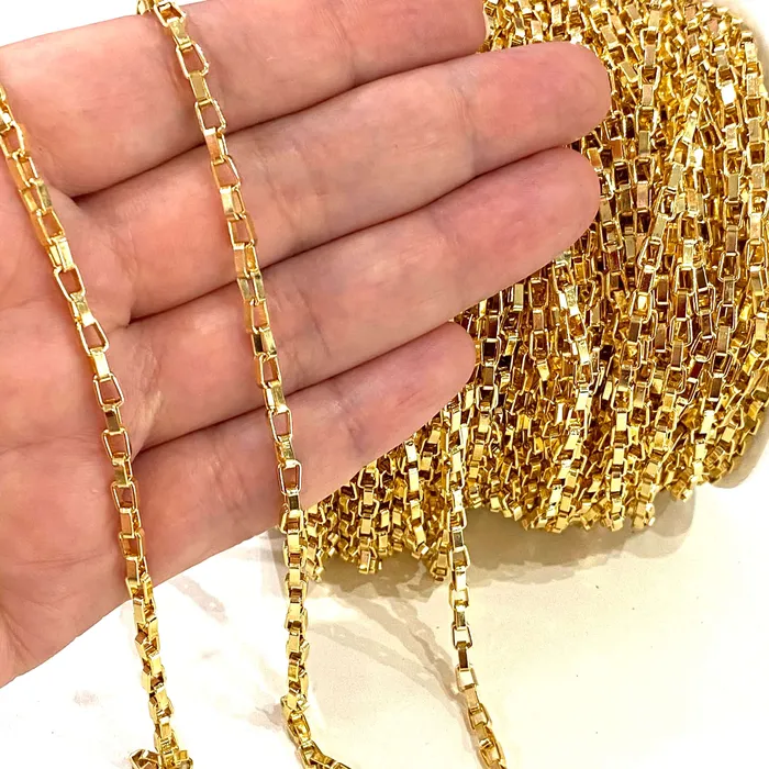 Rings Peppy Beads 24Kt Shiny Gold Plated Chain 45x25mm Open Links