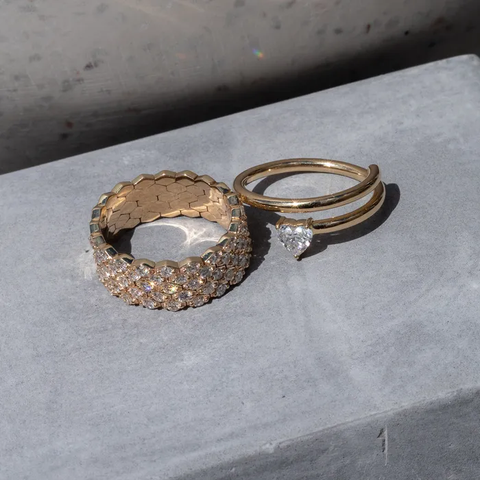 Rings RACHEL LYNN CHICAGO Yellow Gold and Diamond Chain Link Ring