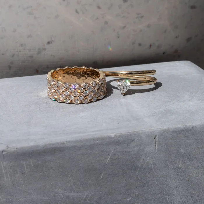Rings RACHEL LYNN CHICAGO Yellow Gold and Diamond Chain Link Ring