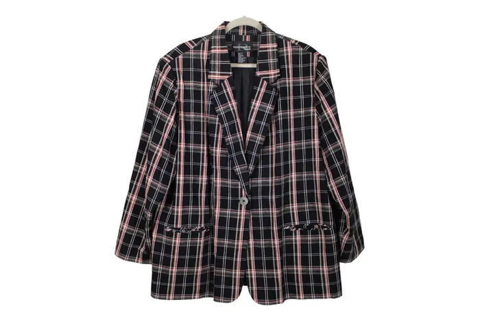 Rings Requirements Requirements Black Plaid Blazer 22W
