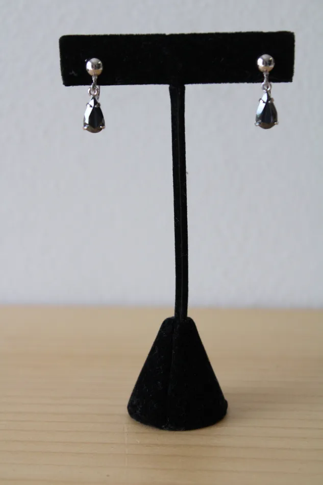 Rings Sorrento Sterling Silver Black Stone Screwback
