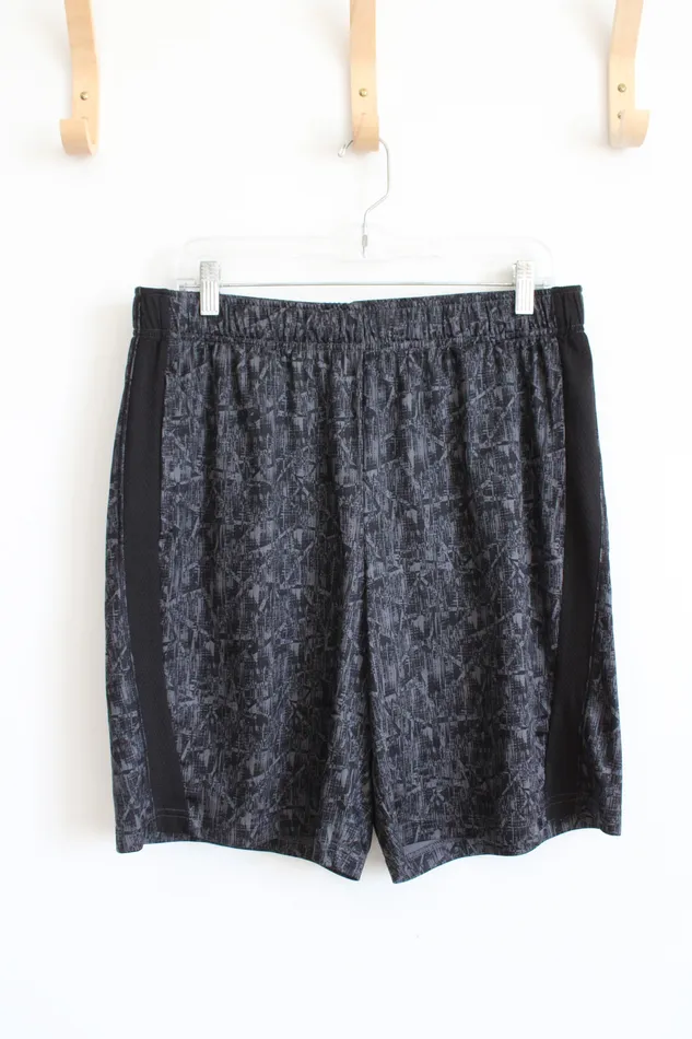 Rings Tek Gear Tek Gear DryTek Black Gray Patterned Athletic Shorts L