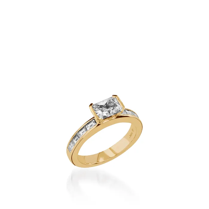 Rings Treasure Emerald Cut Yellow Gold Engagement Ring John Atencio