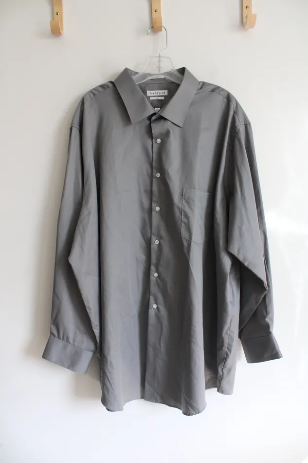 Rings Van Heusen Van Heusen Wrinkle Free Lux Sateen Gray Button Down Shirt 4XL Big 203435 Rings Van Heusen Van Heusen Wrinkle Free Lux Sateen Gray Button Down Shirt 4XL Big 203435