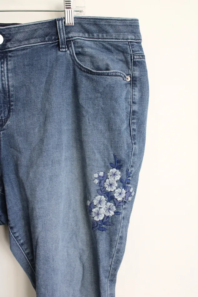 Rings Venezia Venezia Blue Floral Embroidered Jeans 24
