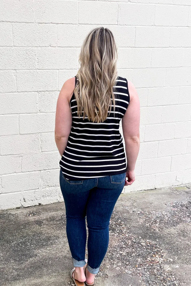 Rings Zenana DEAL Sebastian Stripe Tank BlackIvory