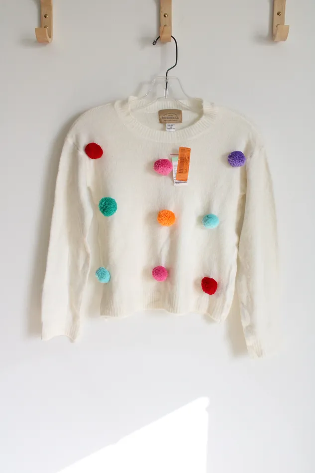 Roebuck Co NEW Roebuck Co Pom Pom White Sweater 14 1216 12 Rings