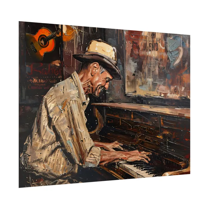 Rolled Posters Honky Tonk Piano Player Art Poster Portraits by NC Earrings