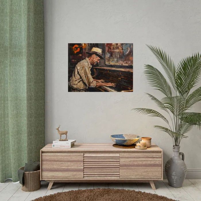 Rolled Posters Honky Tonk Piano Player Art Poster Portraits by NC Earrings
