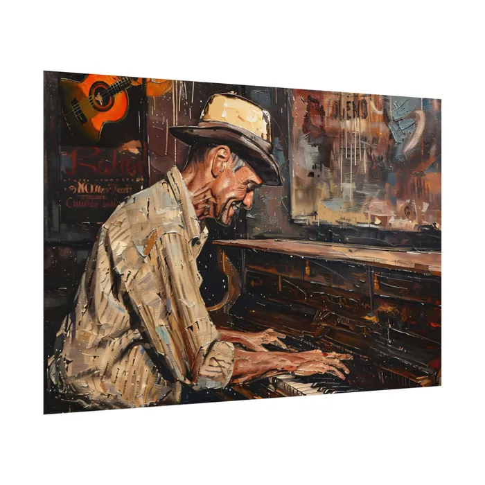 Rolled Posters Honky Tonk Piano Player Art Poster Portraits by NC Earrings