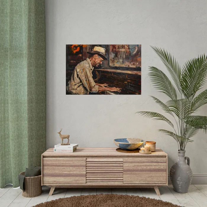 Rolled Posters Honky Tonk Piano Player Art Poster Portraits by NC Earrings