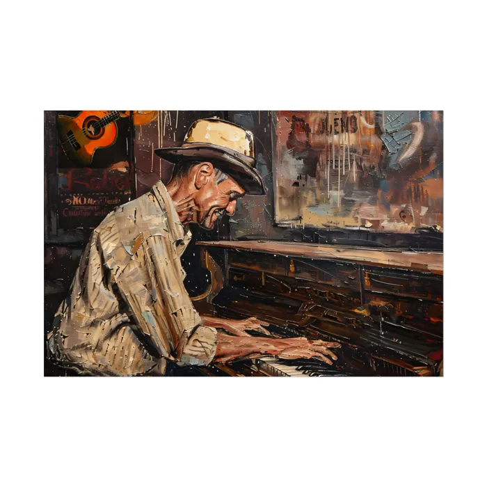 Rolled Posters Honky Tonk Piano Player Art Poster Portraits by NC Earrings