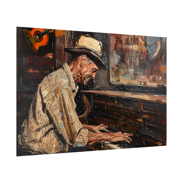 Rolled Posters Honky Tonk Piano Player Art Poster Portraits by NC Earrings