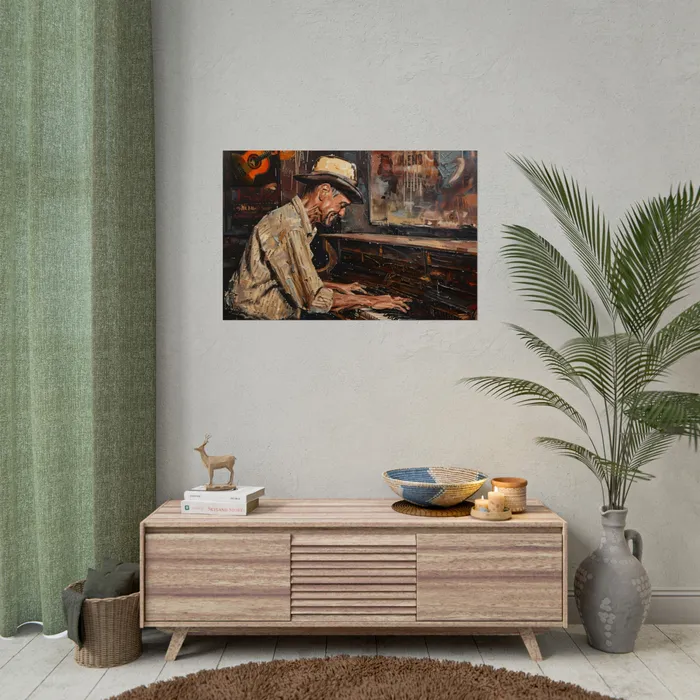 Rolled Posters Honky Tonk Piano Player Art Poster Portraits by NC Earrings