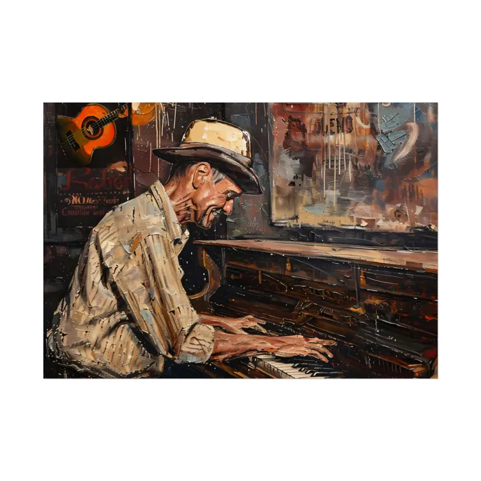 Rolled Posters Honky Tonk Piano Player Art Poster Portraits by NC Earrings