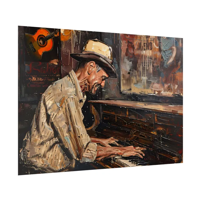 Rolled Posters Honky Tonk Piano Player Art Poster Portraits by NC Earrings