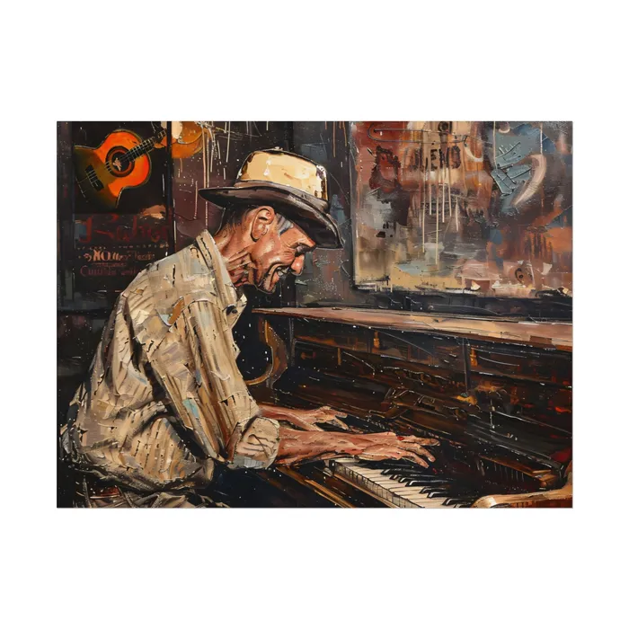 Rolled Posters Honky Tonk Piano Player Art Poster Portraits by NC Earrings