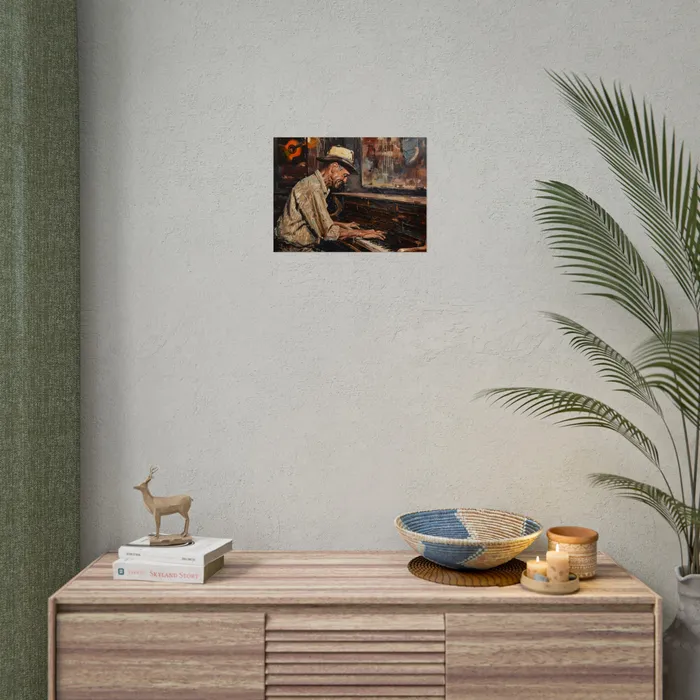 Rolled Posters Honky Tonk Piano Player Art Poster Portraits by NC Earrings