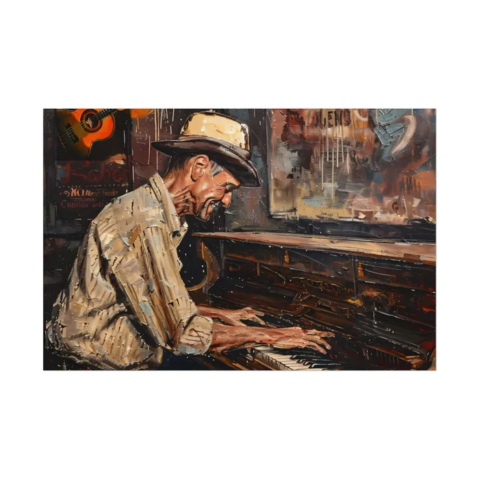 Rolled Posters Honky Tonk Piano Player Art Poster Portraits by NC Earrings