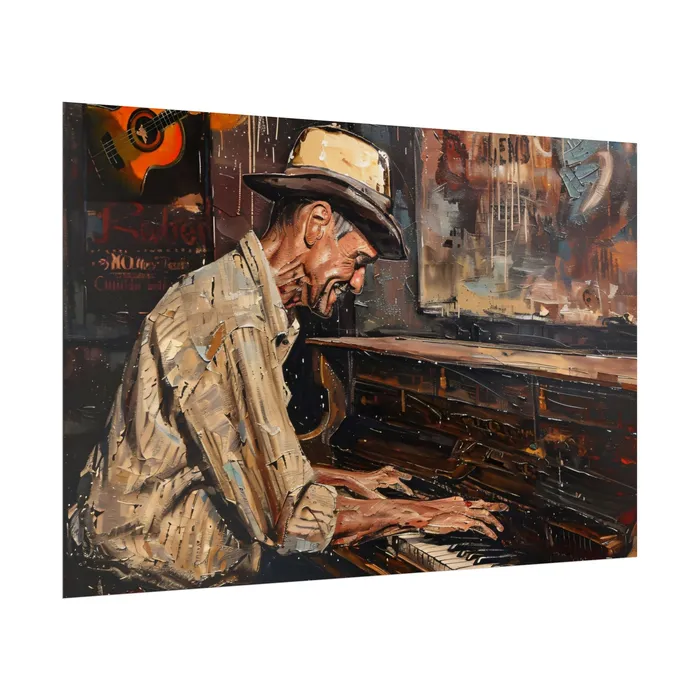 Rolled Posters Honky Tonk Piano Player Art Poster Portraits by NC Earrings