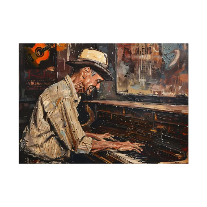 Rolled Posters Honky Tonk Piano Player Art Poster Portraits by NC Earrings