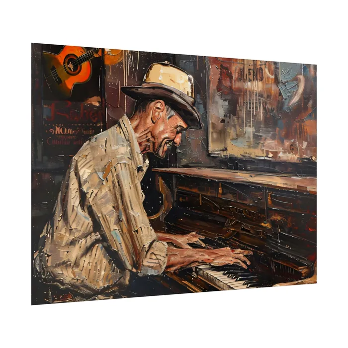 Rolled Posters Honky Tonk Piano Player Art Poster Portraits by NC Earrings