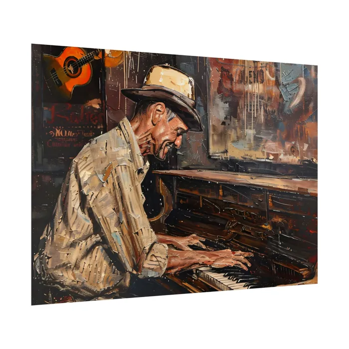 Rolled Posters Honky Tonk Piano Player Art Poster Portraits by NC Earrings
