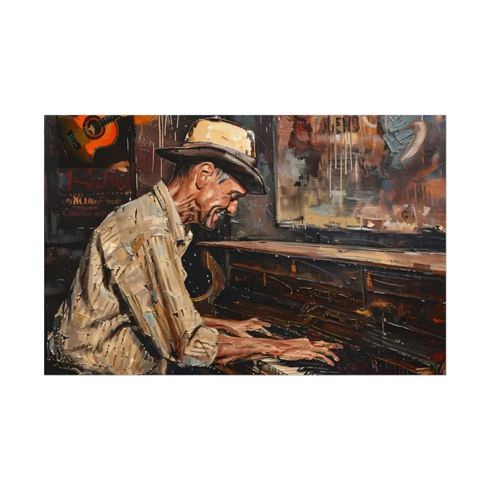 Rolled Posters Honky Tonk Piano Player Art Poster Portraits by NC Earrings