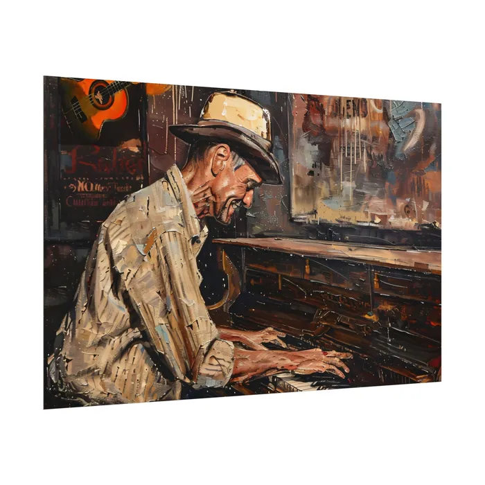 Rolled Posters Honky Tonk Piano Player Art Poster Portraits by NC Earrings