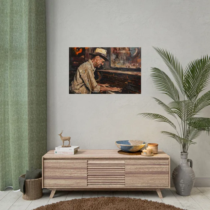 Rolled Posters Honky Tonk Piano Player Art Poster Portraits by NC Earrings