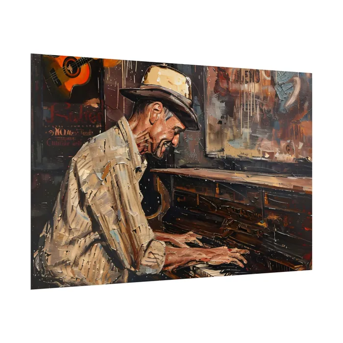 Rolled Posters Honky Tonk Piano Player Art Poster Portraits by NC Earrings