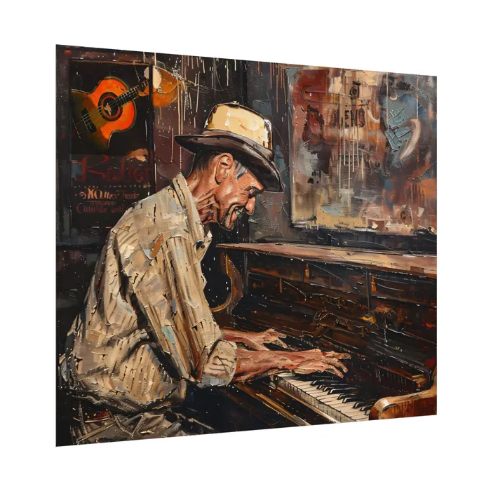 Rolled Posters Honky Tonk Piano Player Art Poster Portraits by NC Earrings