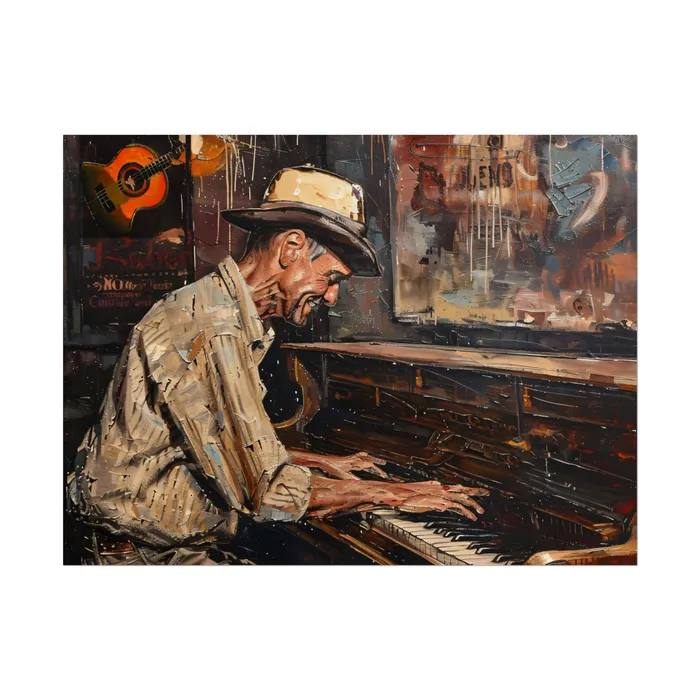 Rolled Posters Honky Tonk Piano Player Art Poster Portraits by NC Earrings